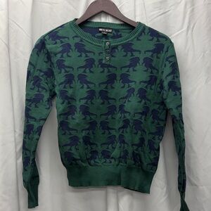 Modcloth Green and Navy Dinosaur Crewneck Sweater